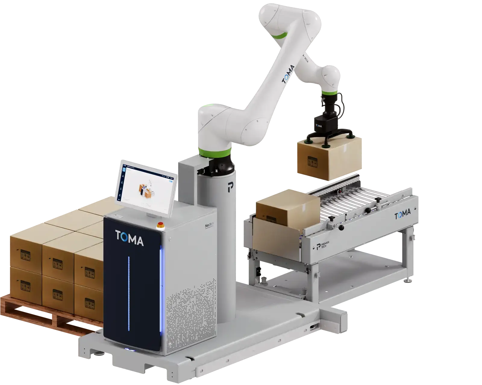 TOMA cobot palletizer 3D render