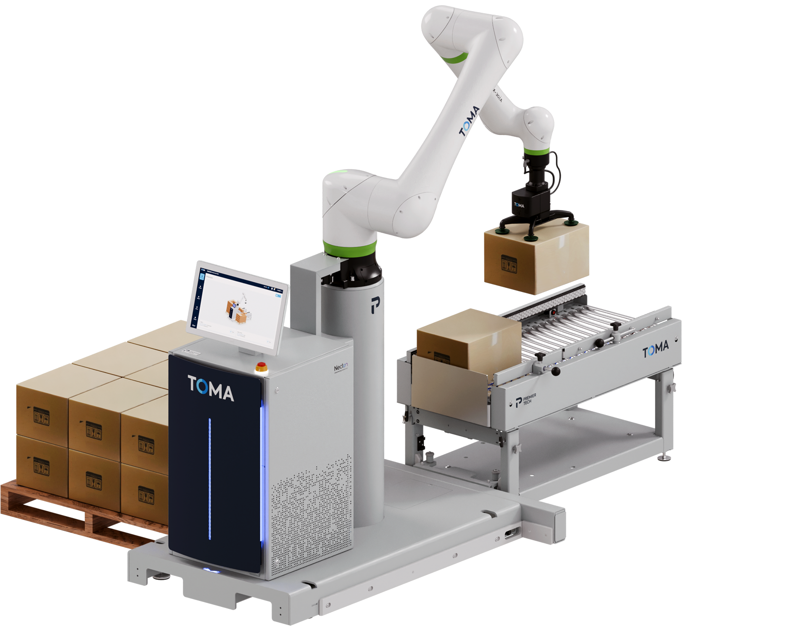 TOMA cobot palletizer 3D render