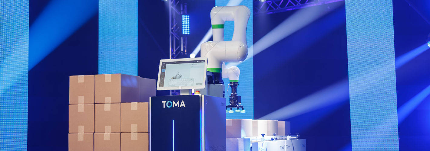 The TOMA palletizer revealed at the launch event