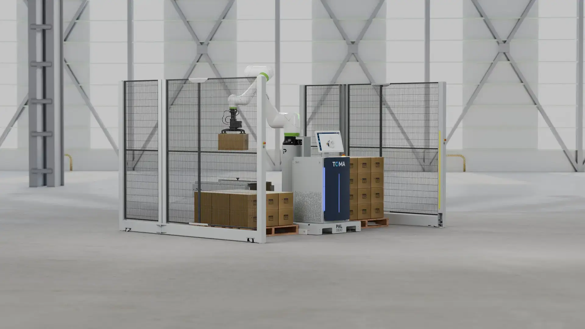 TOMA palletizer with safety fences