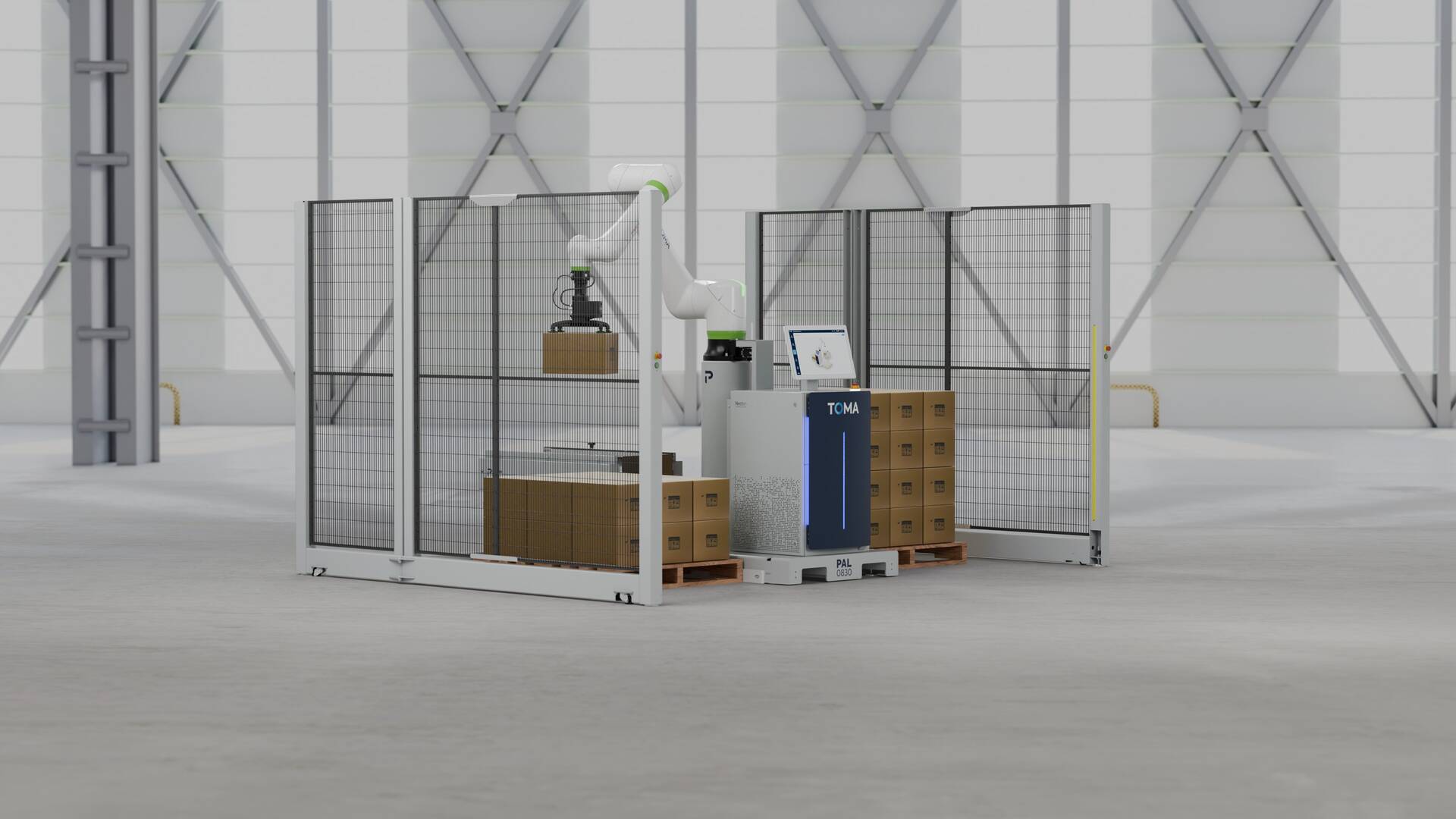 TOMA palletizer with safety fences